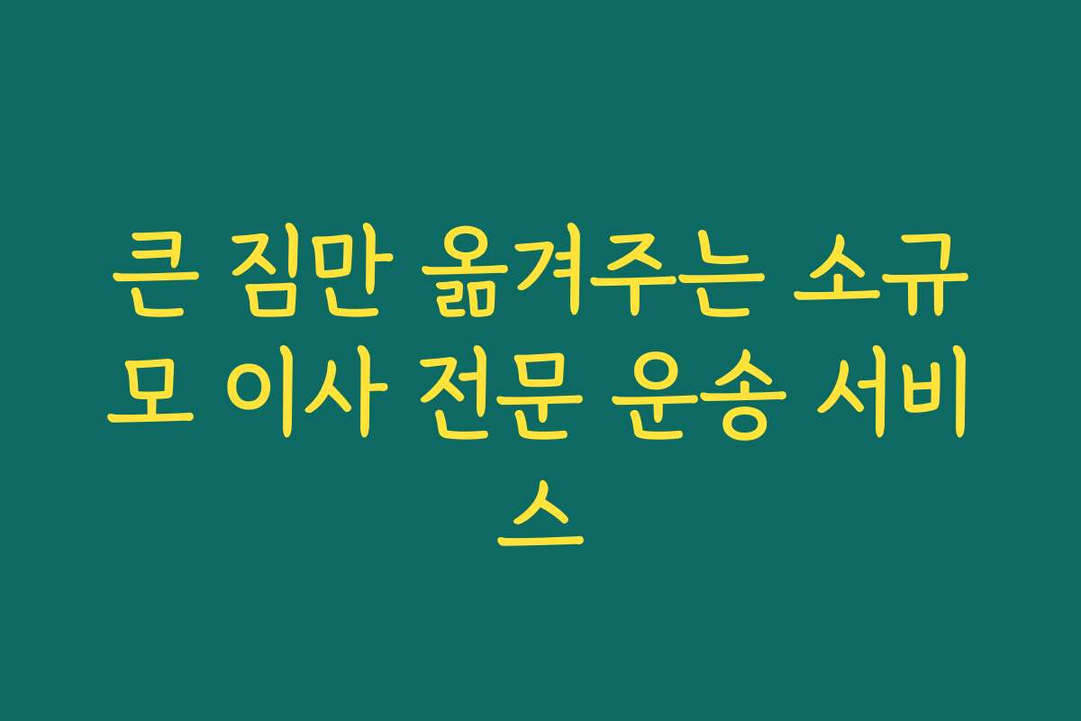 큰 짐만 옮겨주는 소규모 이사 전문 운송 서비스
