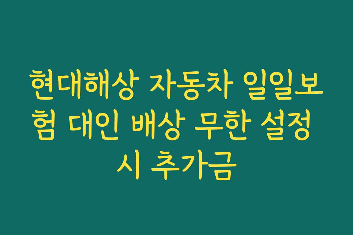 현대해상 자동차 일일보험 대인 배상 무한 설정 시 추가금