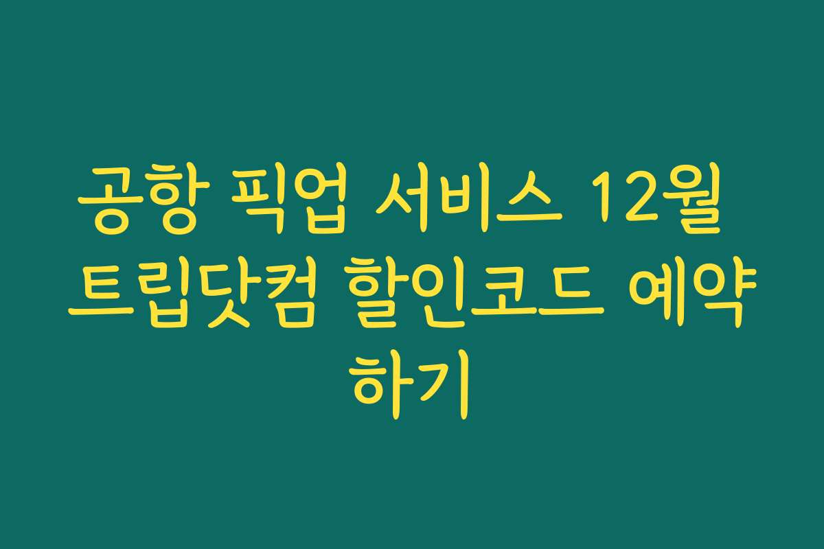 공항 픽업 서비스 12월 트립닷컴 할인코드 예약하기