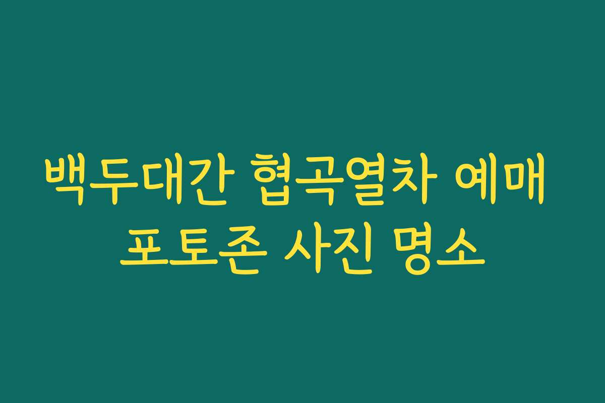 백두대간 협곡열차 예매 포토존 사진 명소