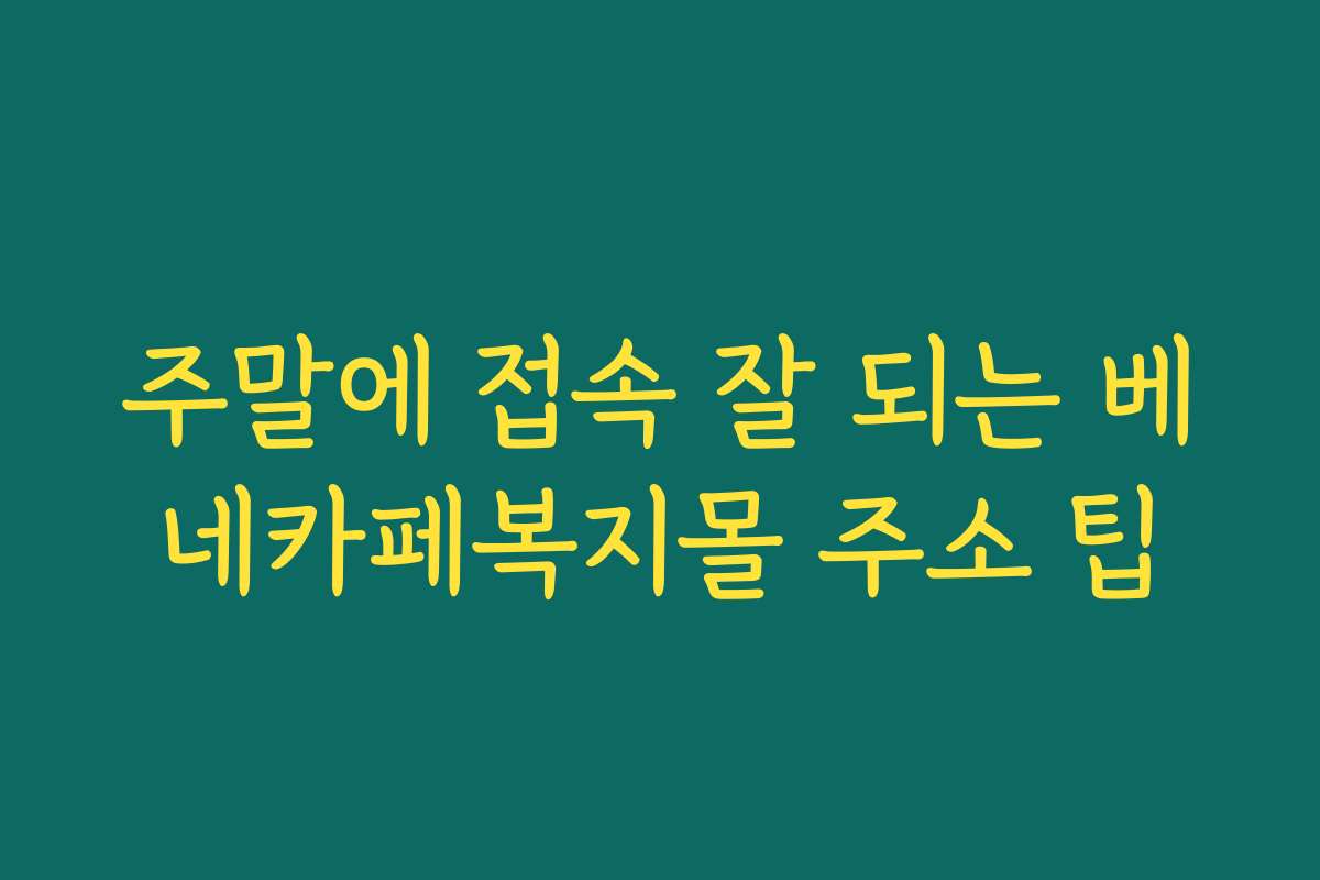 주말에 접속 잘 되는 베네카페복지몰 주소 팁