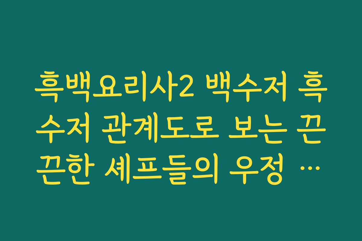 흑백요리사2 백수저 흑수저 관계도로 보는 끈끈한 셰프들의 우정 스토리