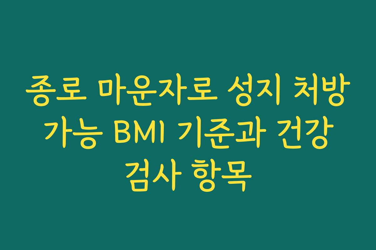 종로 마운자로 성지 처방 가능 BMI 기준과 건강 검사 항목