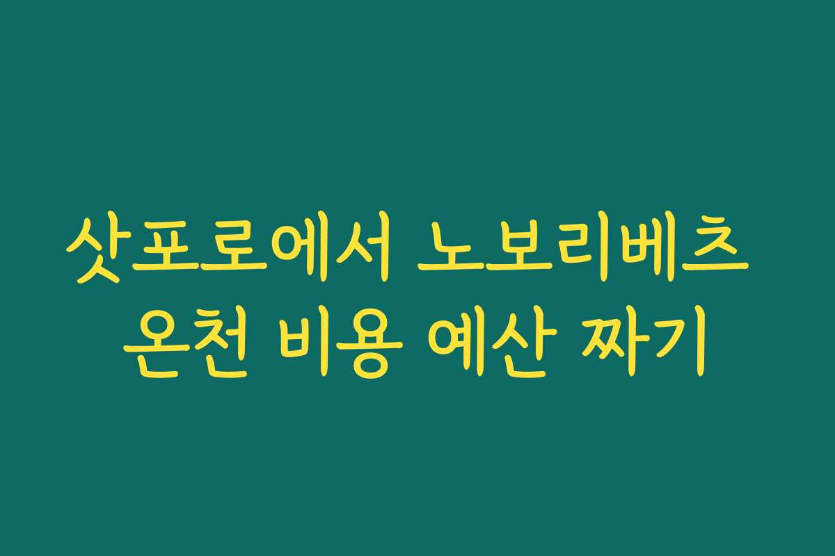 삿포로에서 노보리베츠 온천 비용 예산 짜기