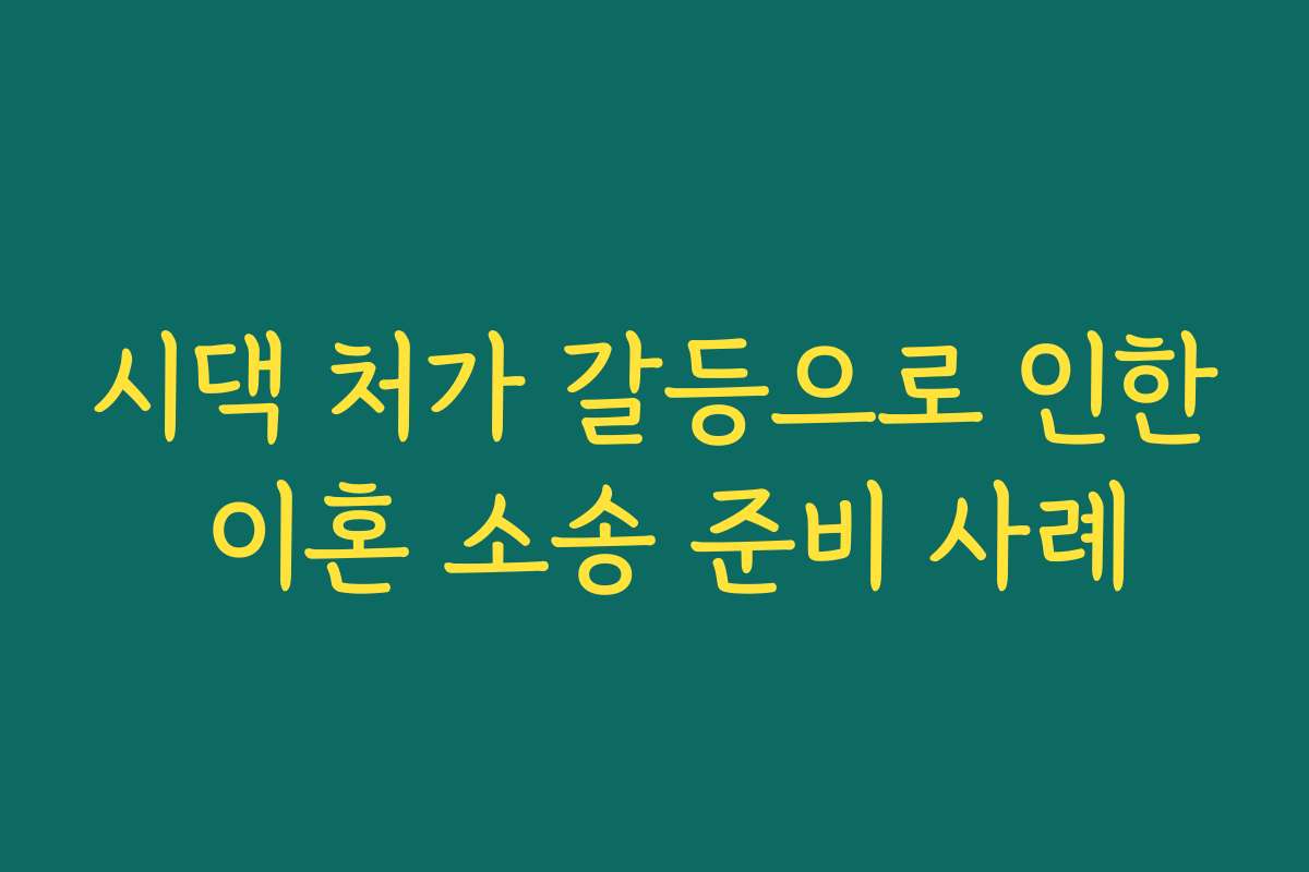 시댁 처가 갈등으로 인한 이혼 소송 준비 사례