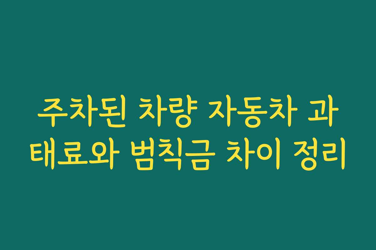 주차된 차량 자동차 과태료와 범칙금 차이 정리