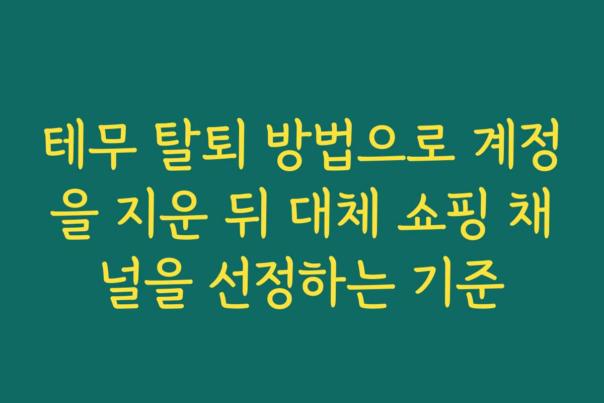 테무 탈퇴 방법으로 계정을 지운 뒤 대체 쇼핑 채널을 선정하는 기준