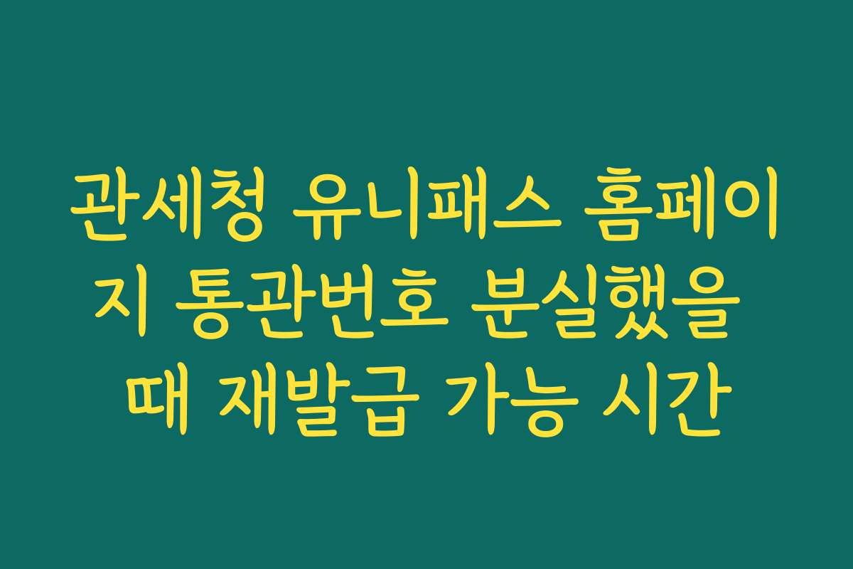 관세청 유니패스 홈페이지 통관번호 분실했을 때 재발급 가능 시간
