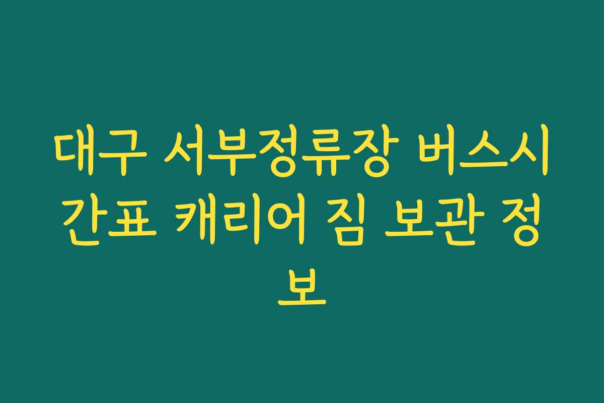 대구 서부정류장 버스시간표 캐리어 짐 보관 정보