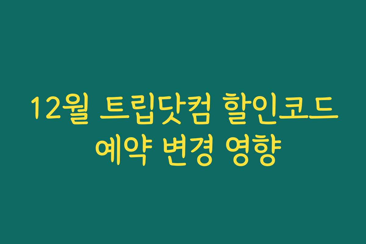12월 트립닷컴 할인코드 예약 변경 영향