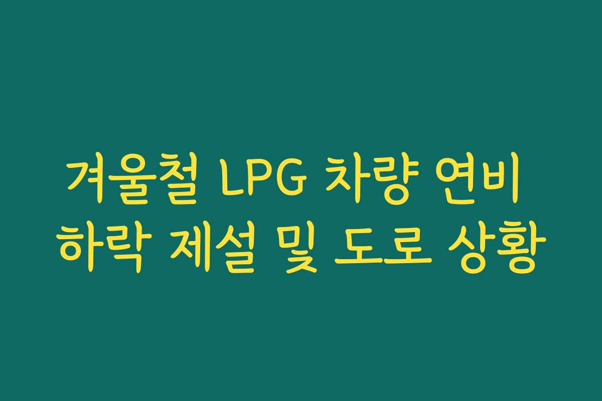 겨울철 LPG 차량 연비 하락 제설 및 도로 상황