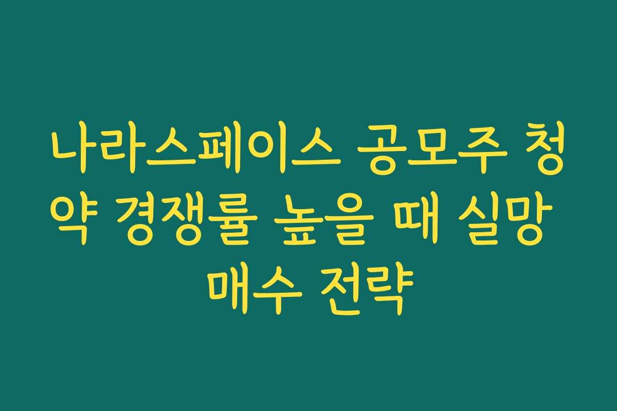 나라스페이스 공모주 청약 경쟁률 높을 때 실망 매수 전략
