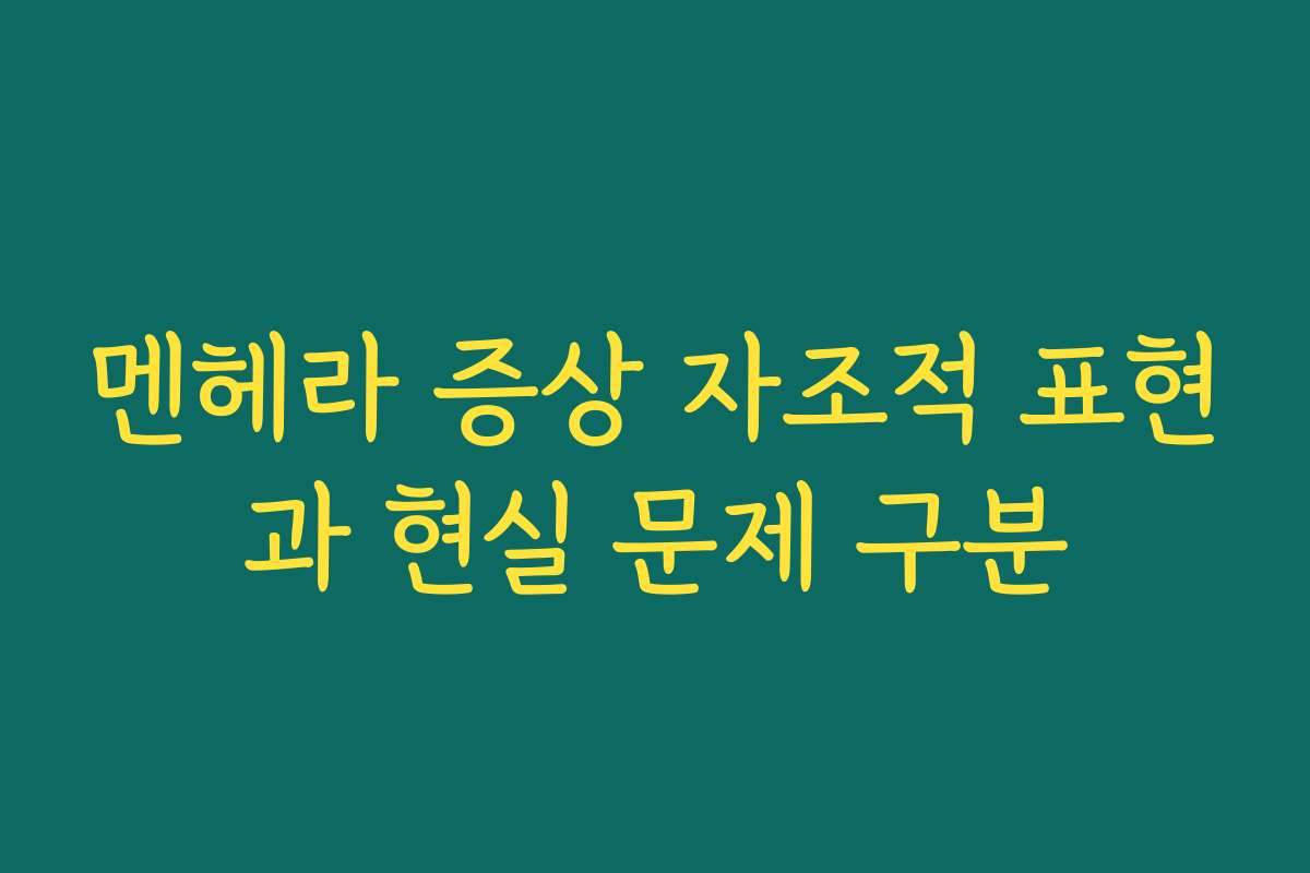 멘헤라 증상 자조적 표현과 현실 문제 구분