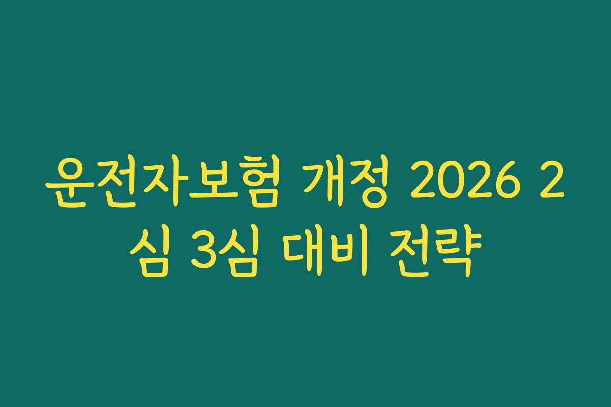 운전자보험 개정 2026 2심 3심 대비 전략