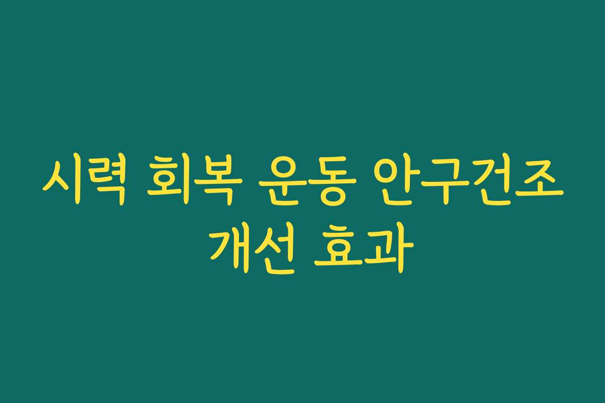 시력 회복 운동 안구건조 개선 효과