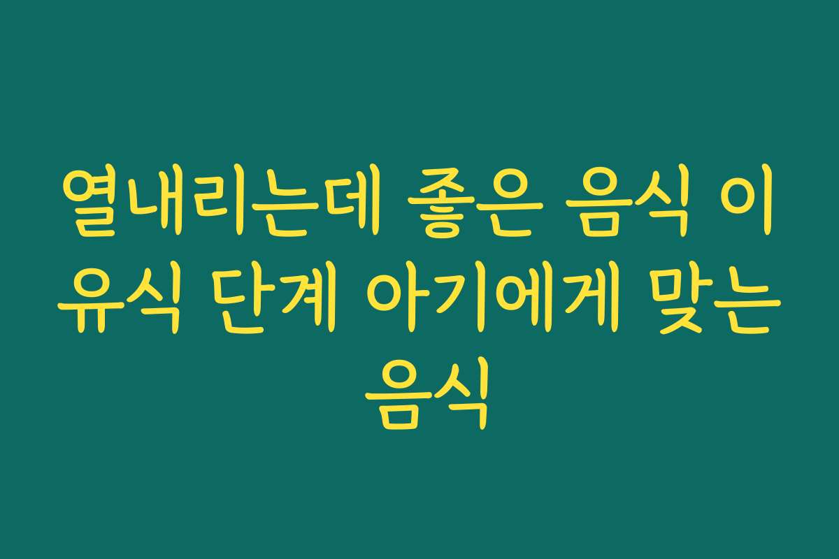 열내리는데 좋은 음식 이유식 단계 아기에게 맞는 음식