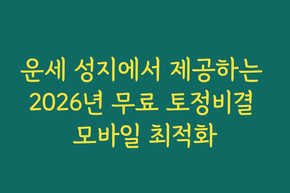 운세 성지에서 제공하는 2026년 무료 토정비결 모바일 최적화