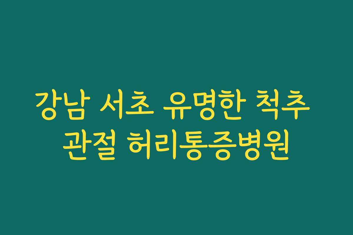 강남 서초 유명한 척추 관절 허리통증병원