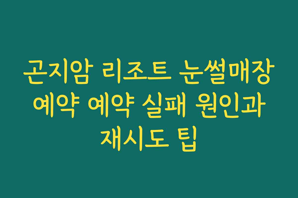 곤지암 리조트 눈썰매장 예약 예약 실패 원인과 재시도 팁
