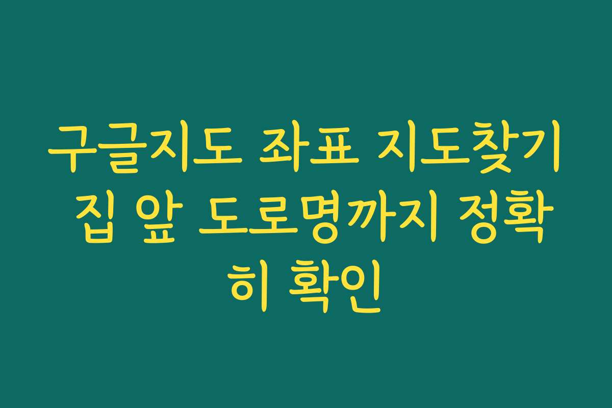 구글지도 좌표 지도찾기 집 앞 도로명까지 정확히 확인