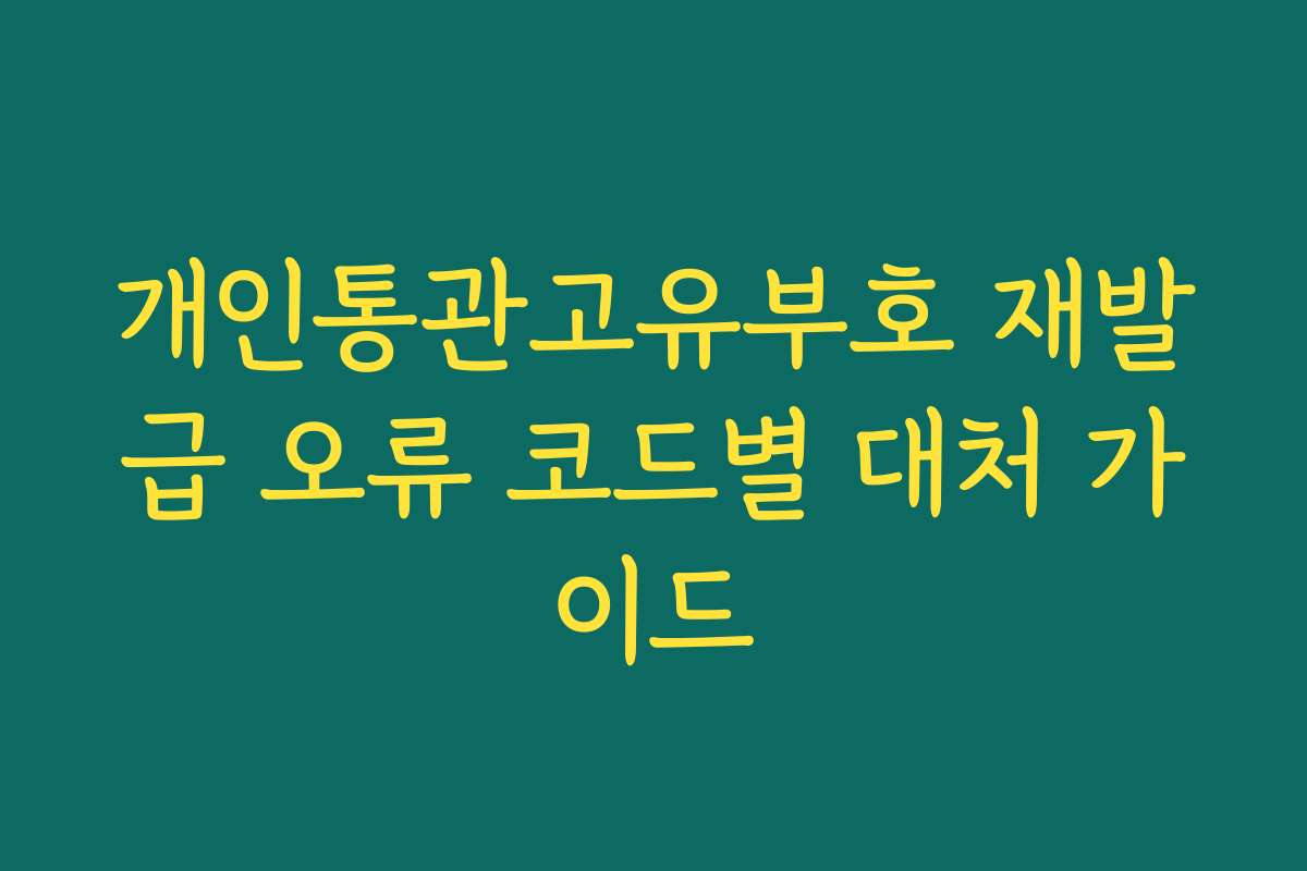 개인통관고유부호 재발급 오류 코드별 대처 가이드