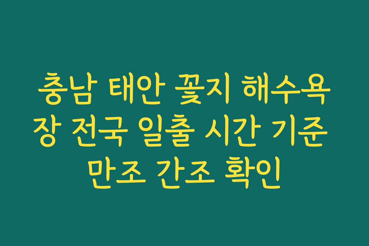 충남 태안 꽃지 해수욕장 전국 일출 시간 기준 만조 간조 확인