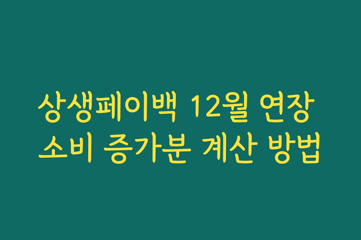 상생페이백 12월 연장 소비 증가분 계산 방법