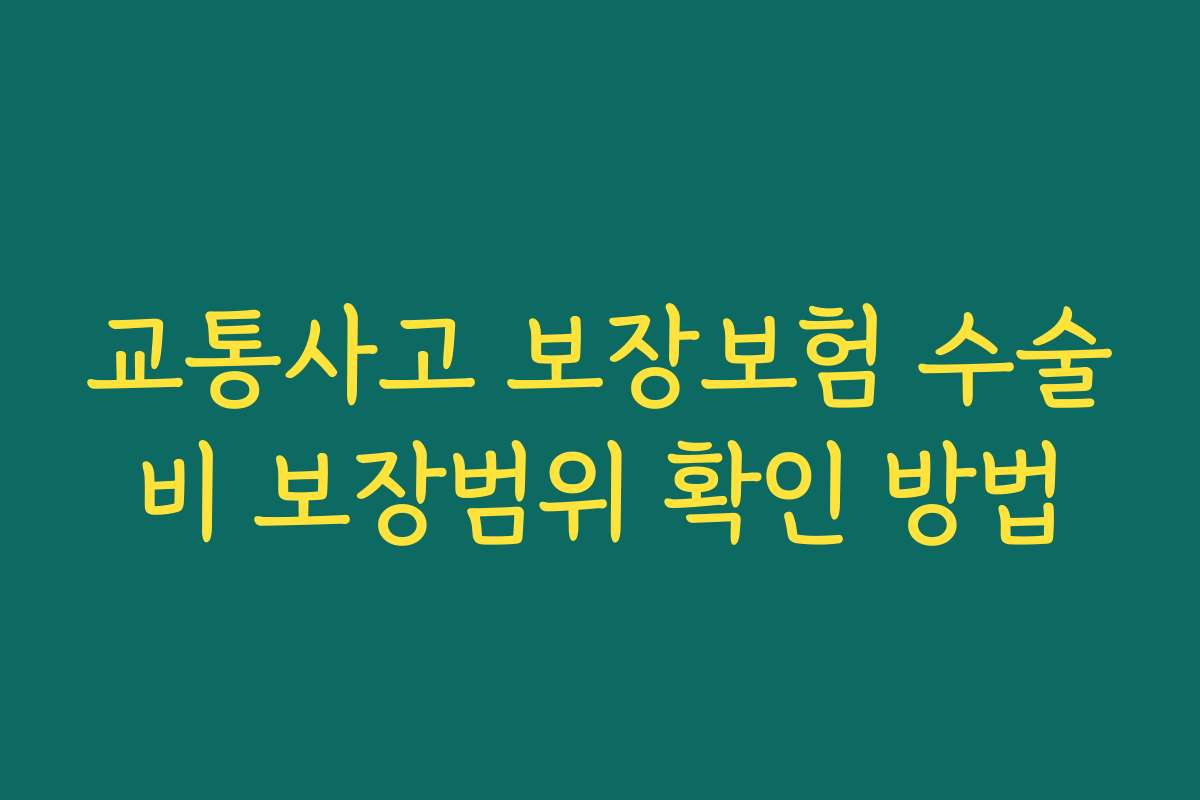 교통사고 보장보험 수술비 보장범위 확인 방법