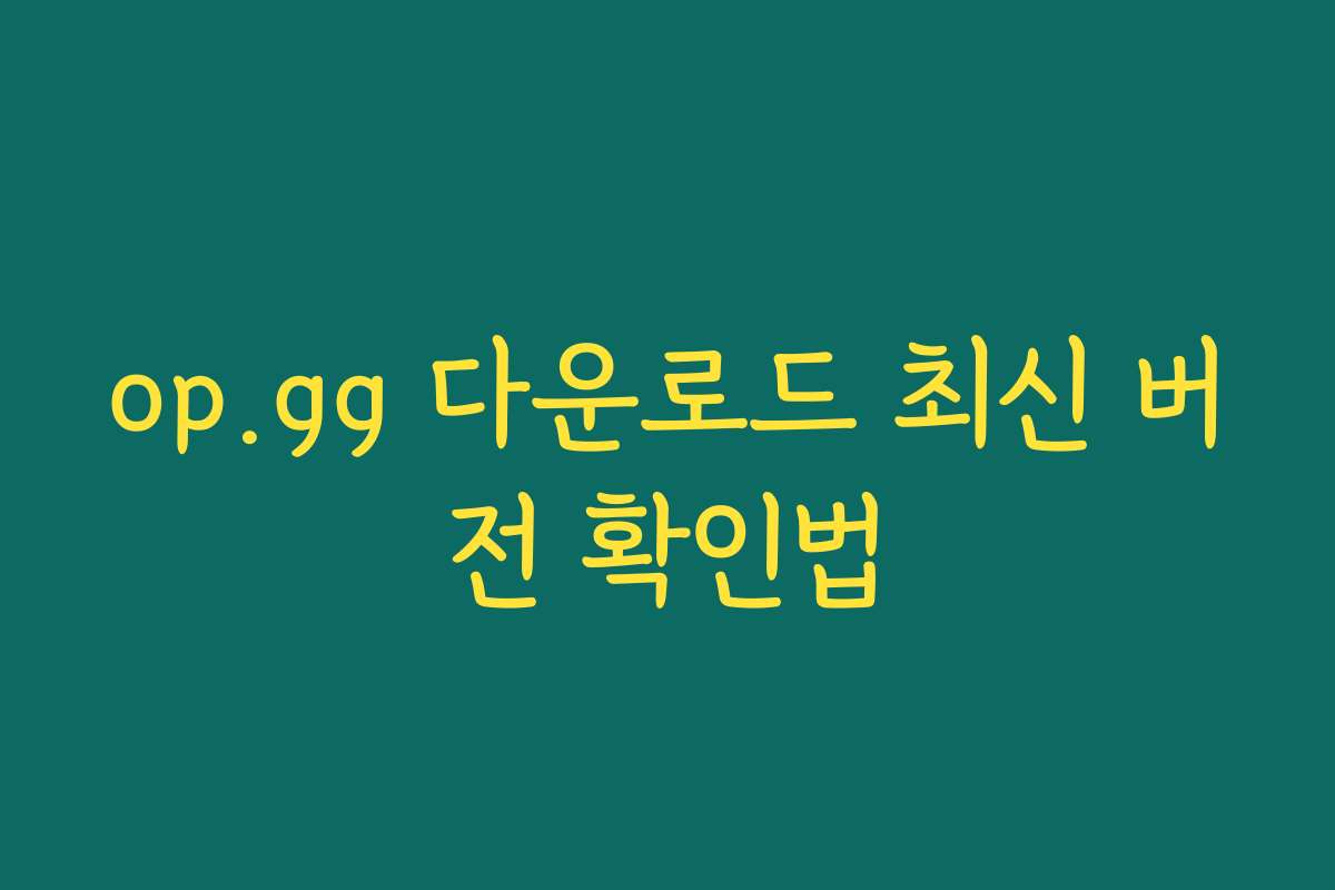 op.gg 다운로드 최신 버전 확인법