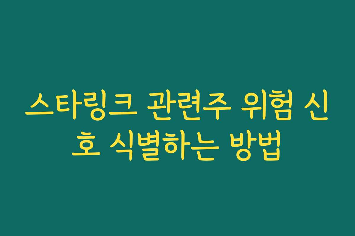 스타링크 관련주 위험 신호 식별하는 방법