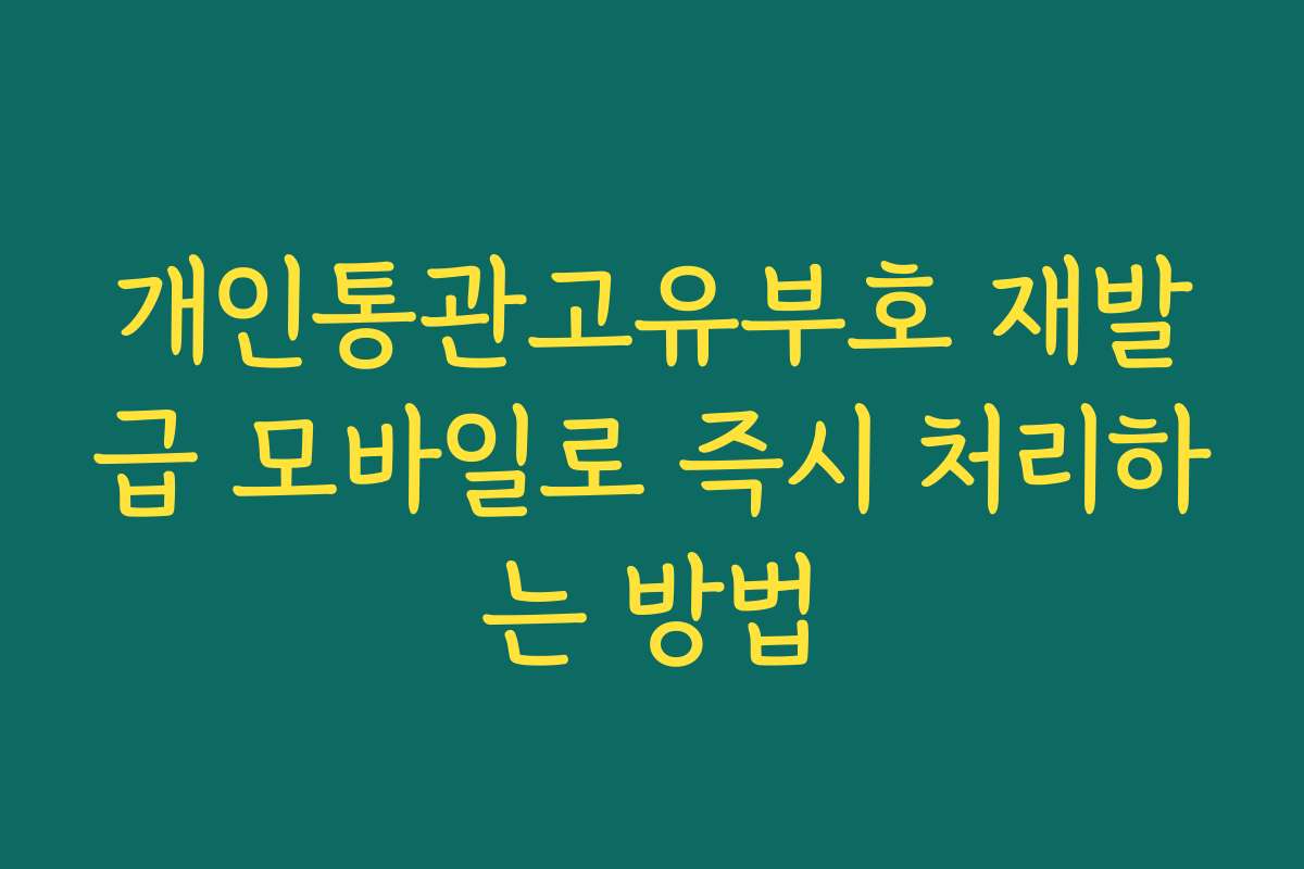 개인통관고유부호 재발급 모바일로 즉시 처리하는 방법