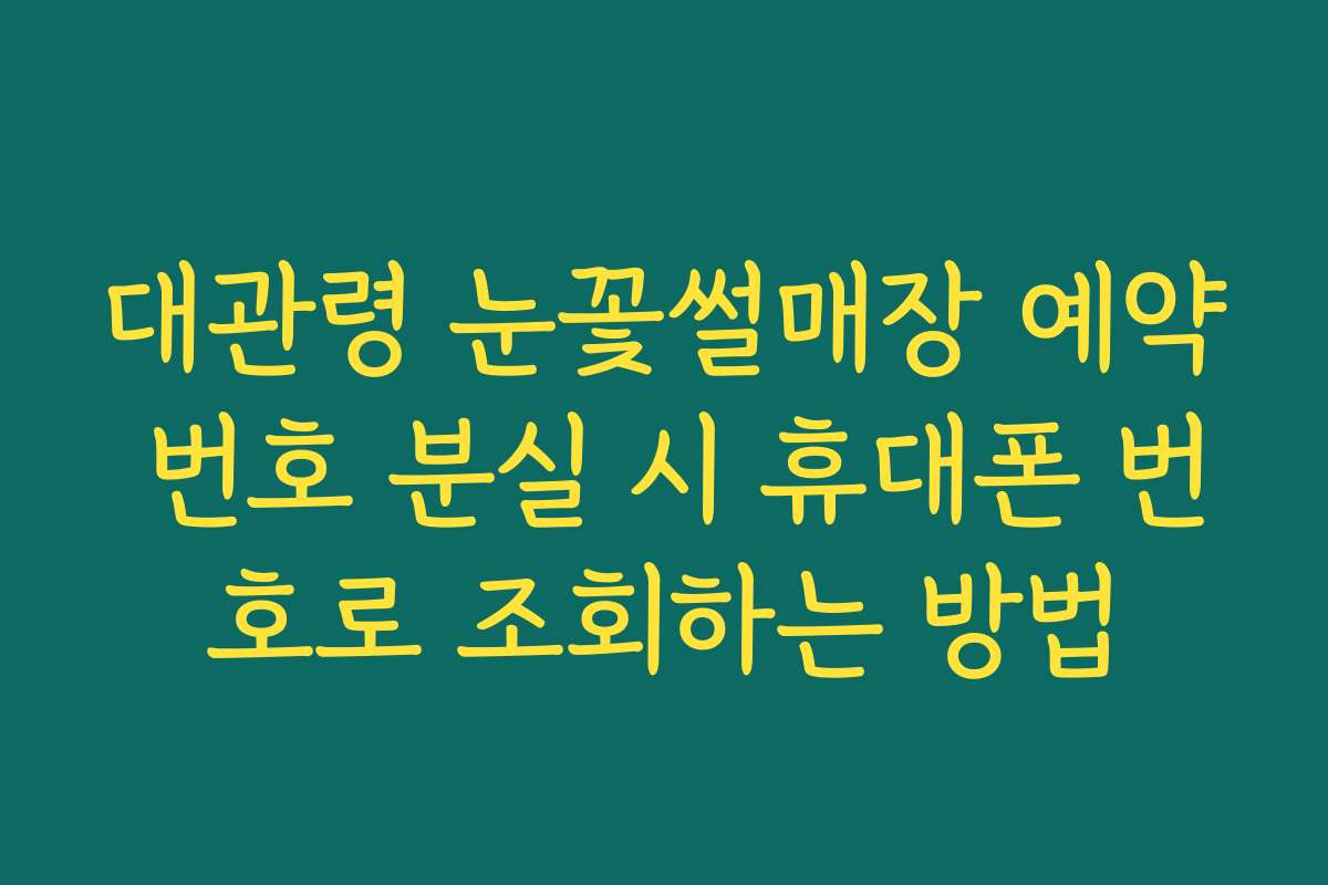 대관령 눈꽃썰매장 예약 번호 분실 시 휴대폰 번호로 조회하는 방법