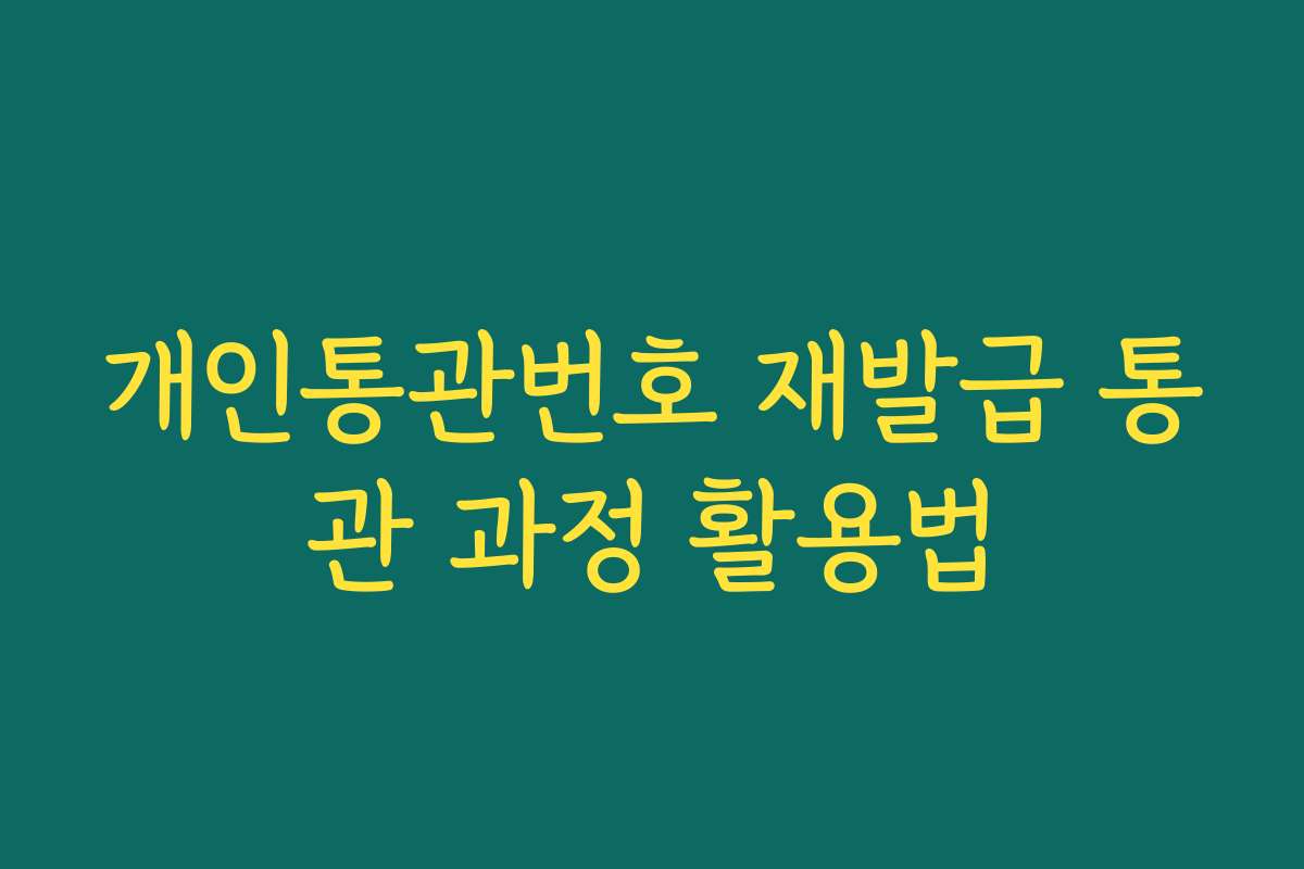 개인통관번호 재발급 통관 과정 활용법