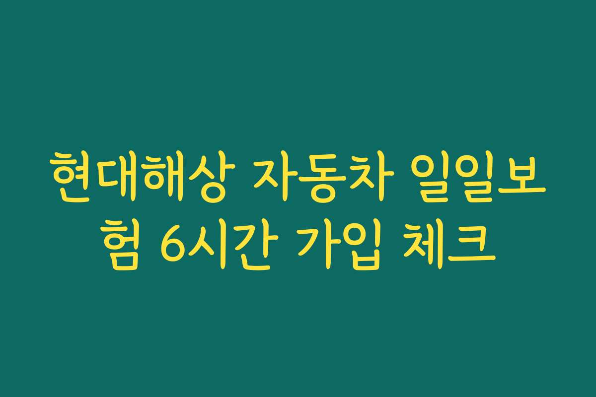 현대해상 자동차 일일보험 6시간 가입 체크