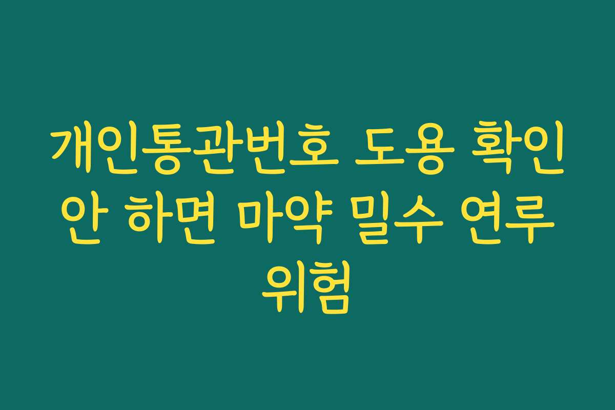 개인통관번호 도용 확인 안 하면 마약 밀수 연루 위험