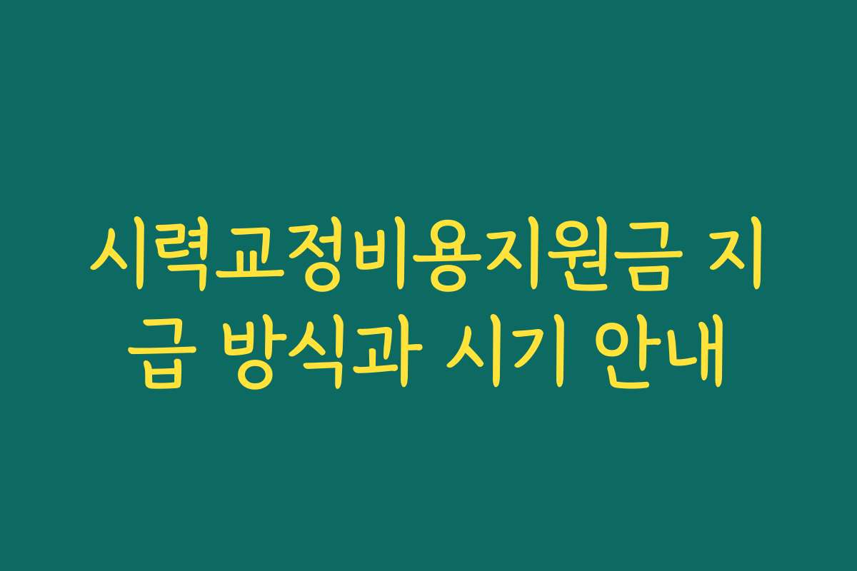 시력교정비용지원금 지급 방식과 시기 안내