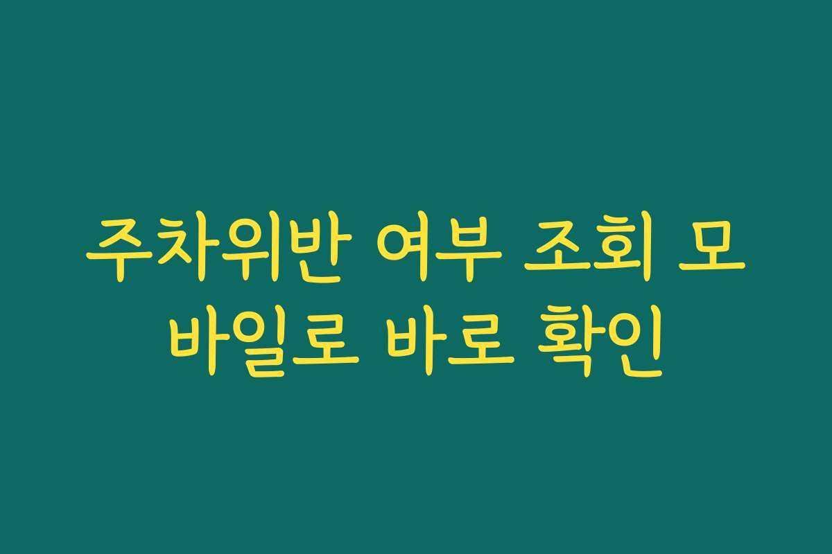 주차위반 여부 조회 모바일로 바로 확인