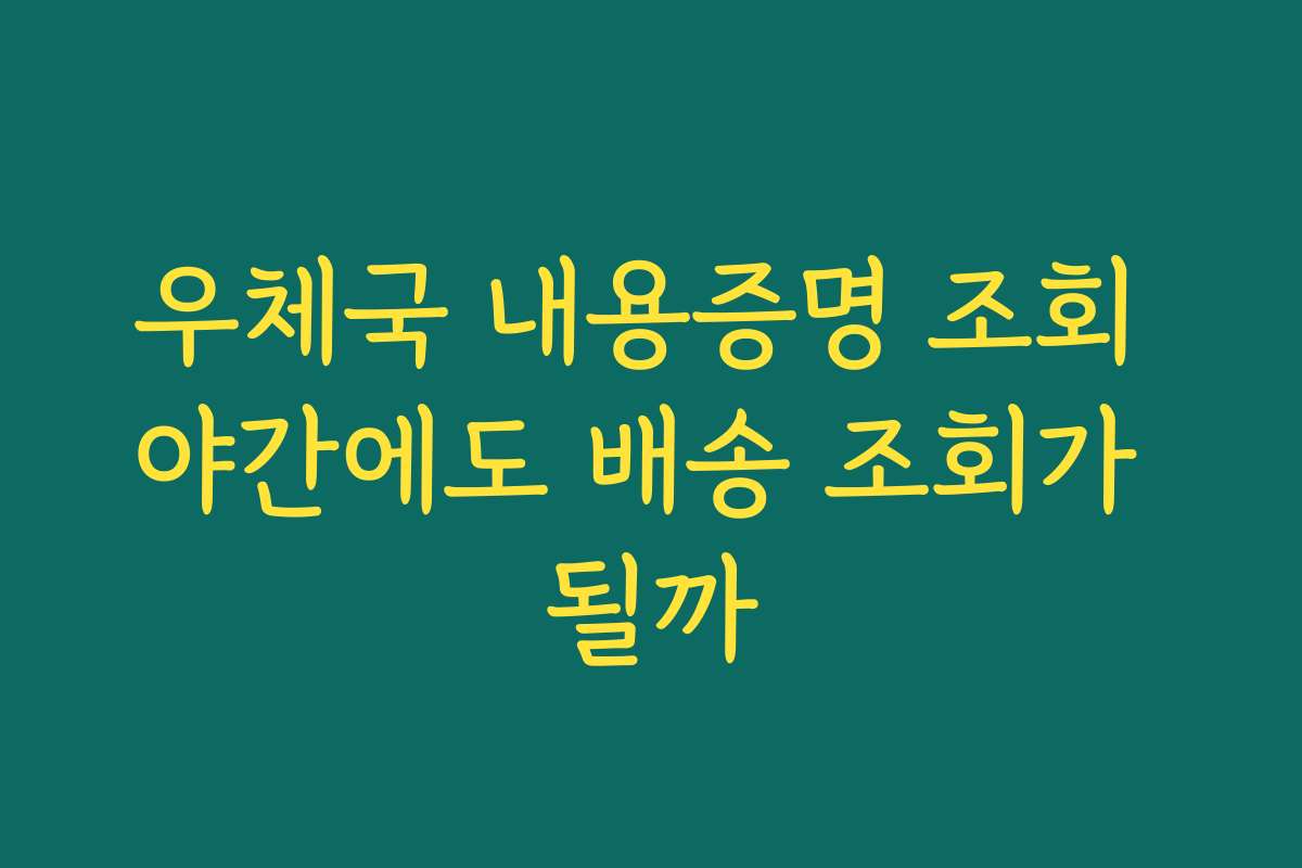 우체국 내용증명 조회 야간에도 배송 조회가 될까