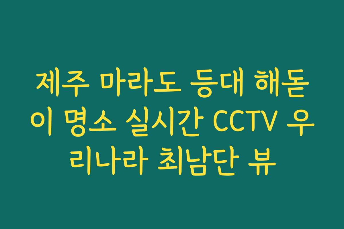 제주 마라도 등대 해돋이 명소 실시간 CCTV 우리나라 최남단 뷰
