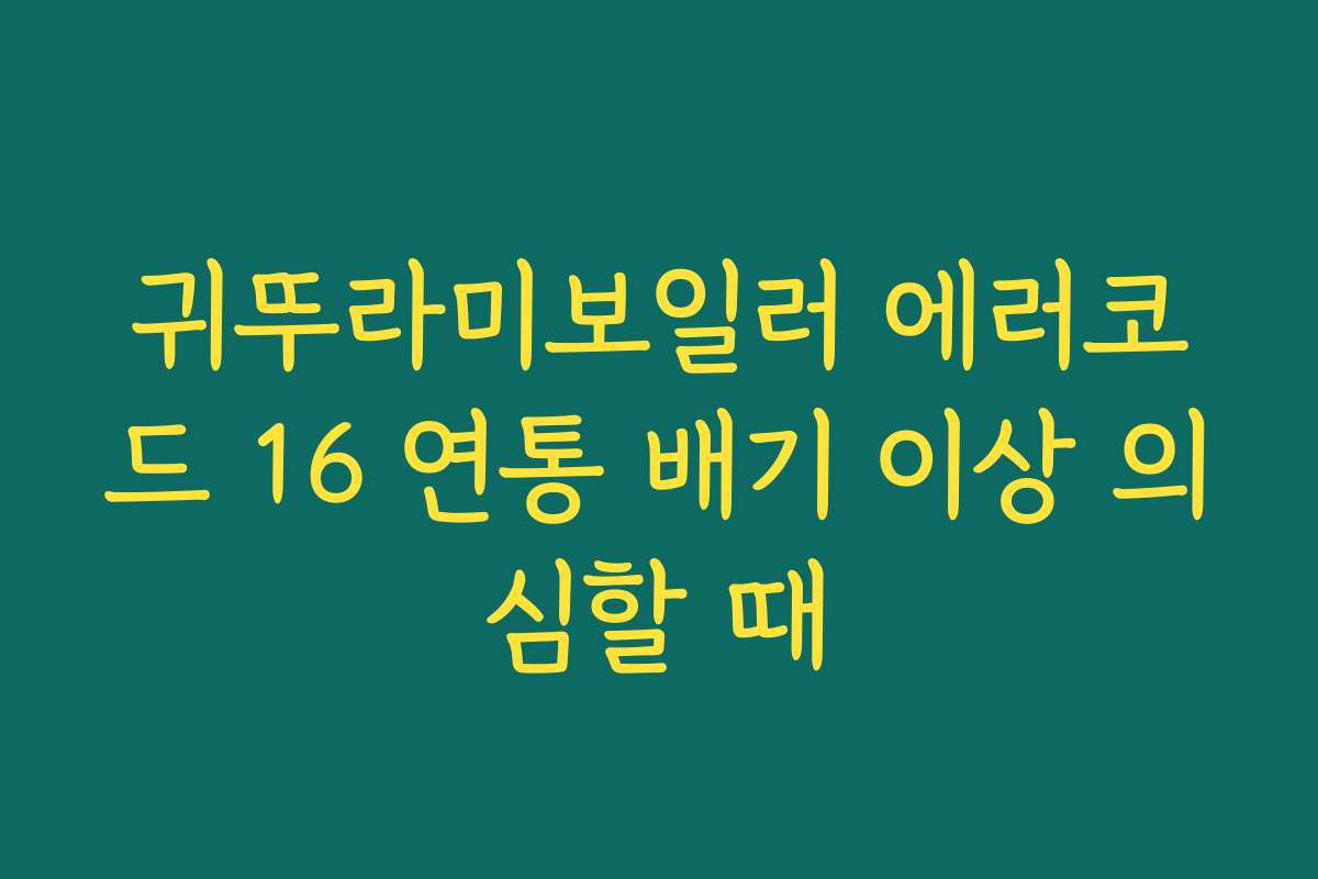 귀뚜라미보일러 에러코드 16 연통 배기 이상 의심할 때