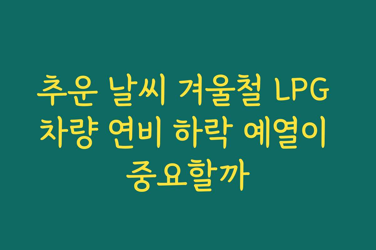 추운 날씨 겨울철 LPG 차량 연비 하락 예열이 중요할까