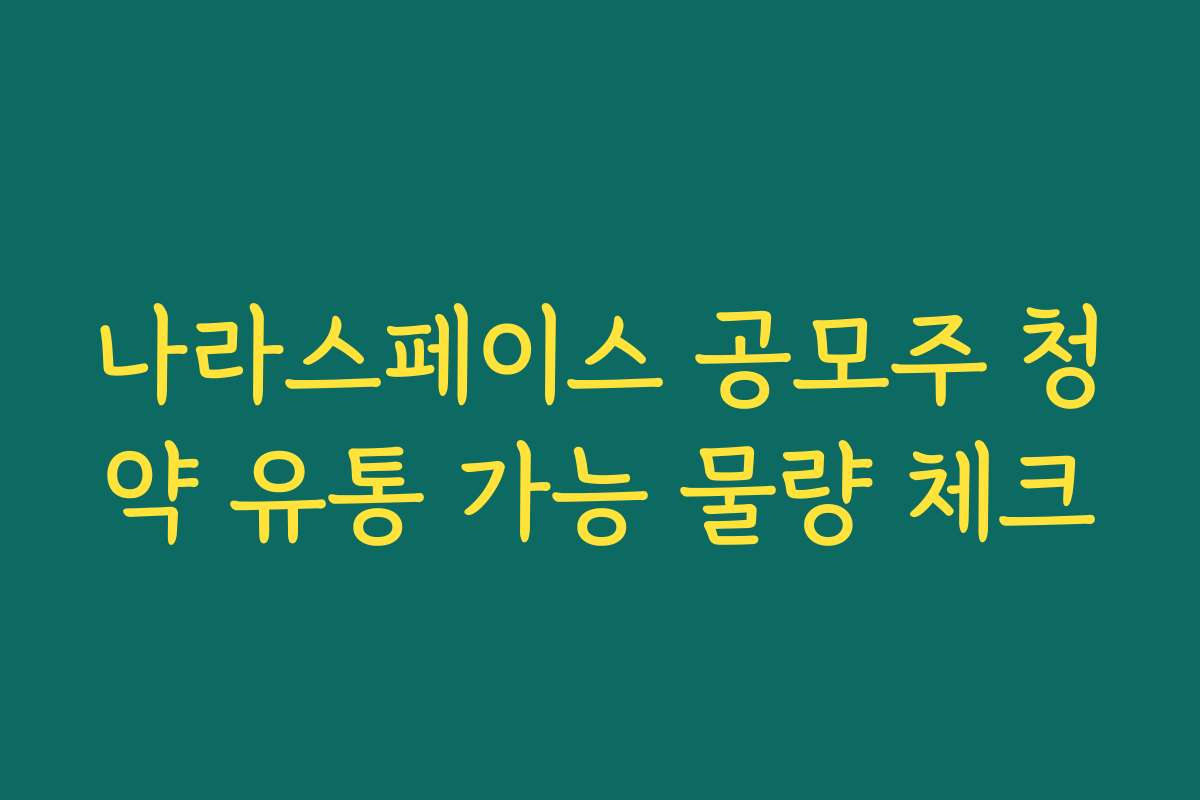 나라스페이스 공모주 청약 유통 가능 물량 체크