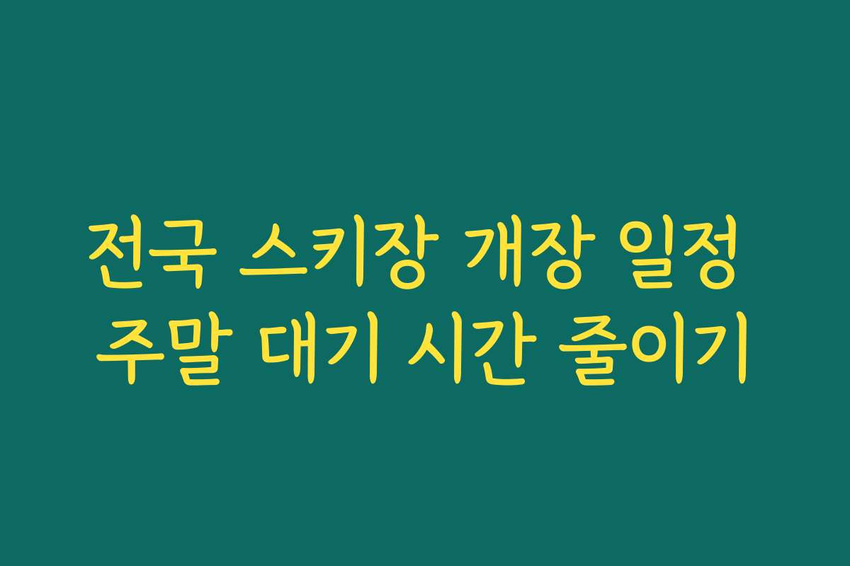 전국 스키장 개장 일정 주말 대기 시간 줄이기