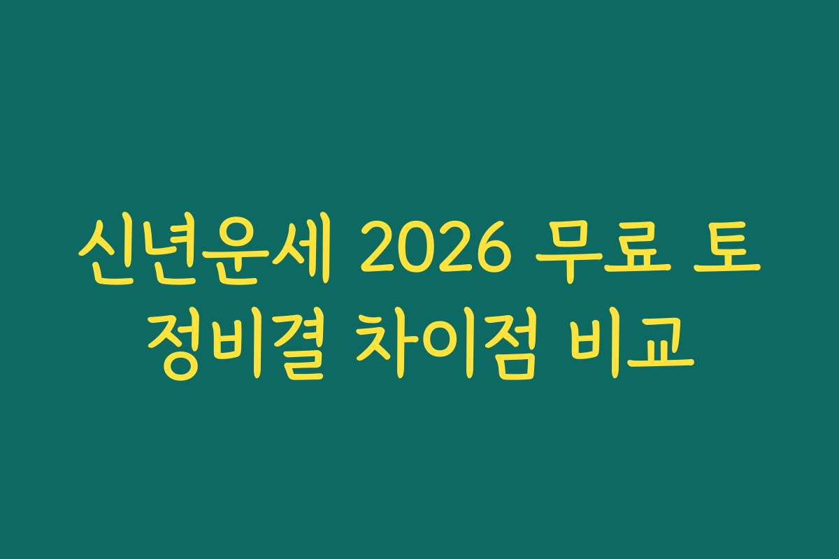 신년운세 2026 무료 토정비결 차이점 비교