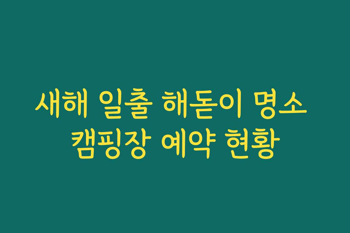 새해 일출 해돋이 명소 캠핑장 예약 현황