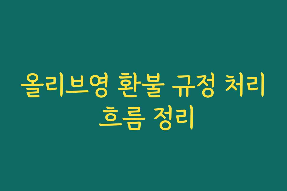 올리브영 환불 규정 처리 흐름 정리