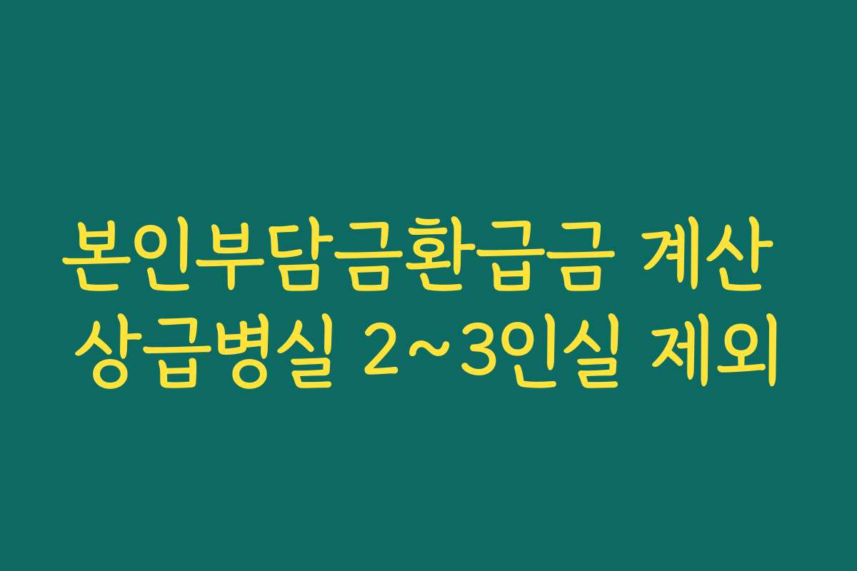 본인부담금환급금 계산 상급병실 2~3인실 제외