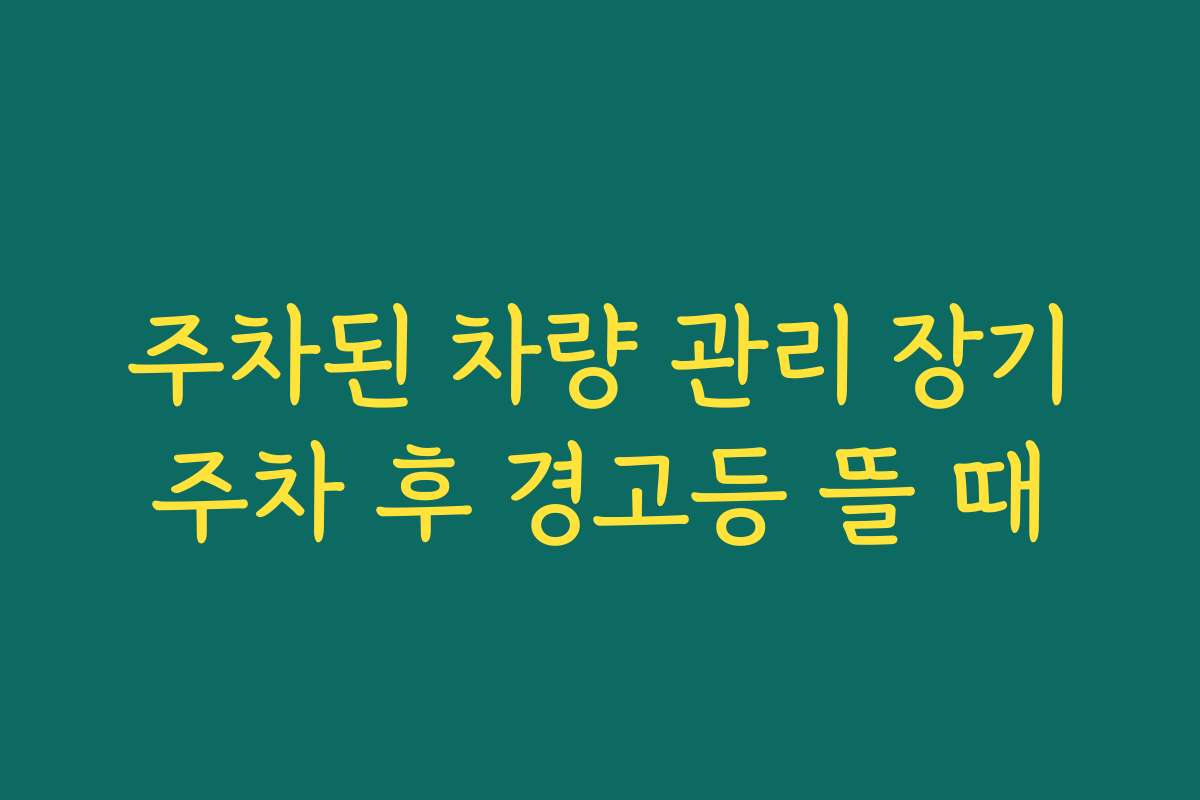 주차된 차량 관리 장기주차 후 경고등 뜰 때