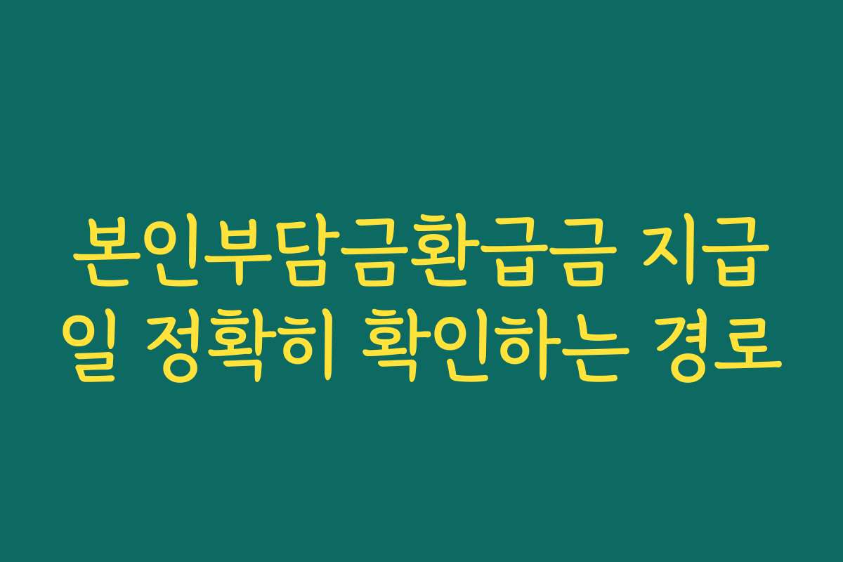본인부담금환급금 지급일 정확히 확인하는 경로