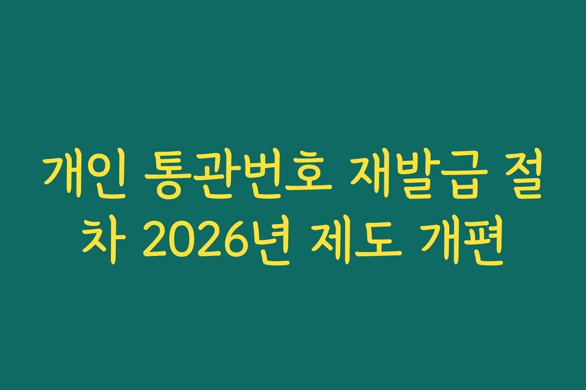 개인 통관번호 재발급 절차 2026년 제도 개편